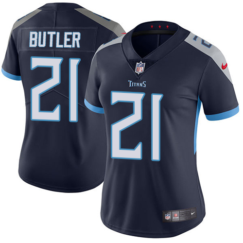 Nike Titans #21 Malcolm Butler Navy Blue Alternate Women's Stitched NFL Vapor Untouchable Limited Jersey